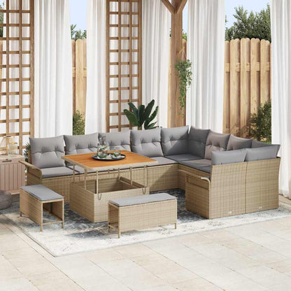 Set Divano da Giardino con cuscino 12 pcs Beige e Grigio Chiaro | homemem39
