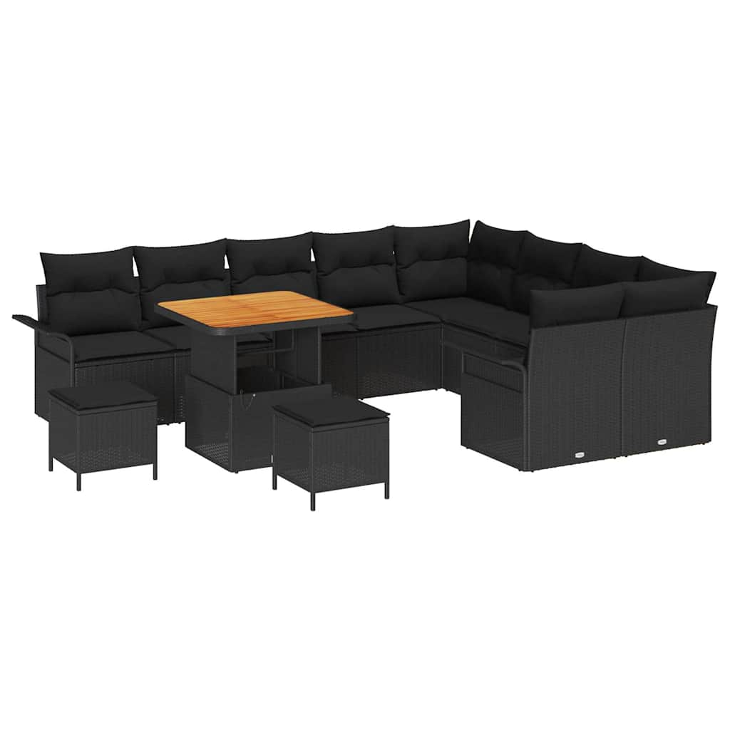Set Divano da Giardino con cuscino con cuscino 12 pcs Nero | homemem39