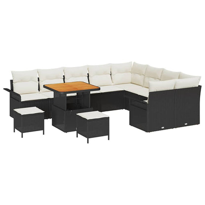 Set Divano da Giardino con cuscino 12 pcs Nero e Crema | homemem39