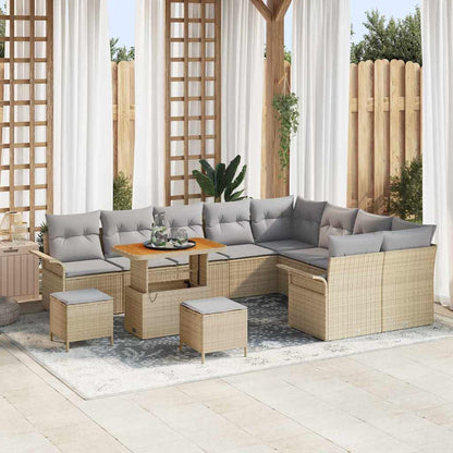 Set Divano da Giardino con cuscino 12 pcs Beige e Grigio Chiaro | homemem39