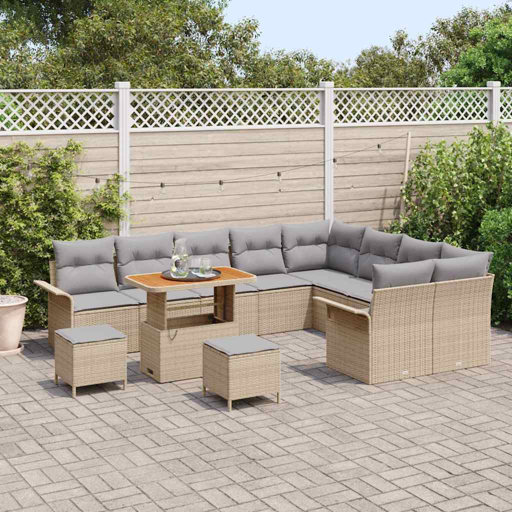 Set Divano da Giardino con cuscino 12 pcs Beige e Grigio Chiaro | homemem39