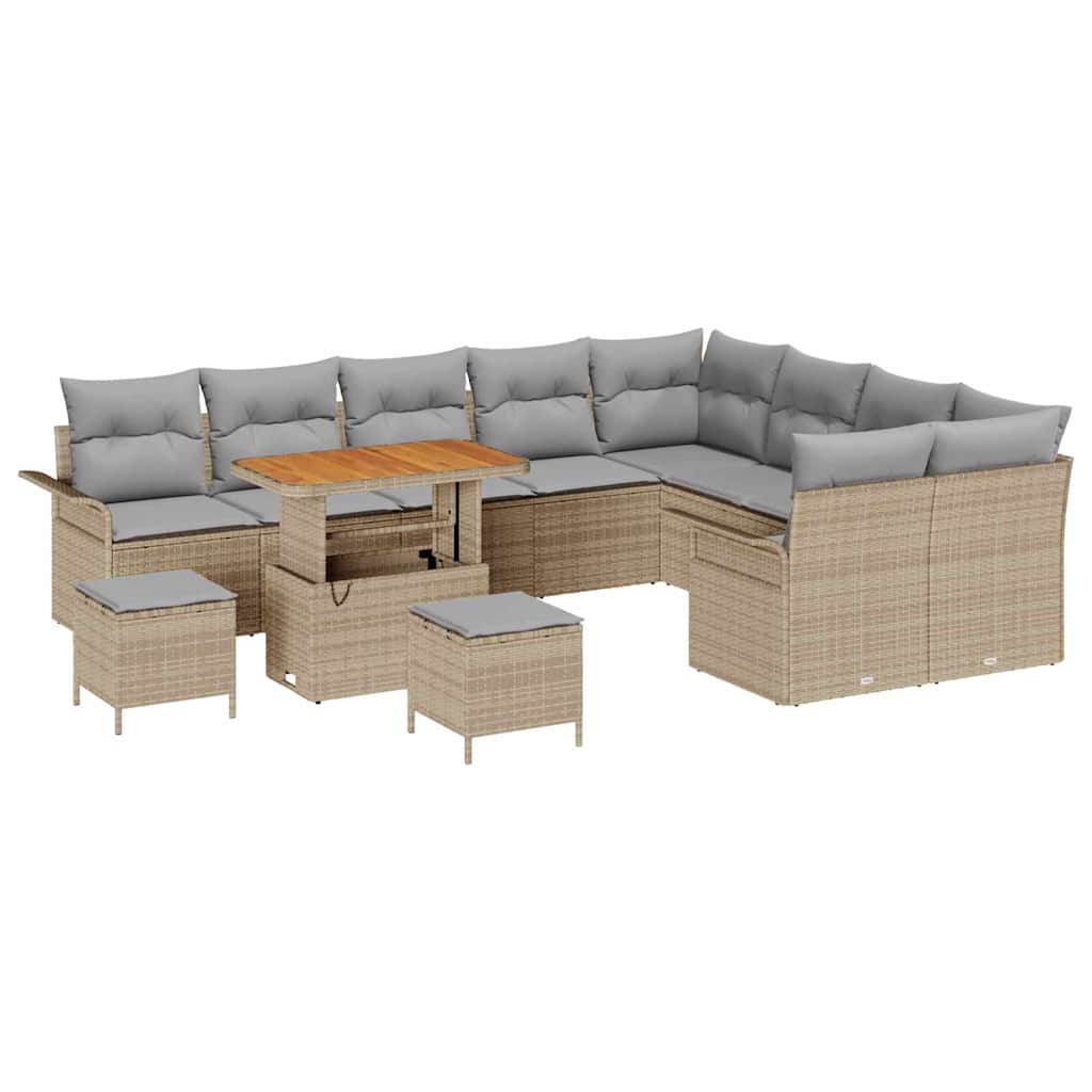 Set Divano da Giardino con cuscino 12 pcs Beige e Grigio Chiaro | homemem39