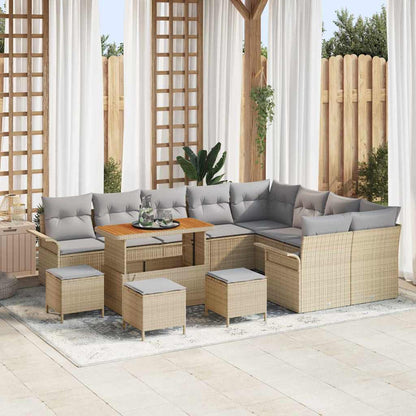 Set Divano da Giardino con cuscino 13 pcs Beige e Grigio Chiaro | homemem39