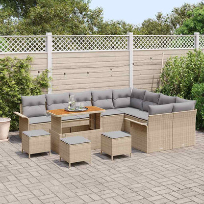 Set Divano da Giardino con cuscino 13 pcs Beige e Grigio Chiaro | homemem39