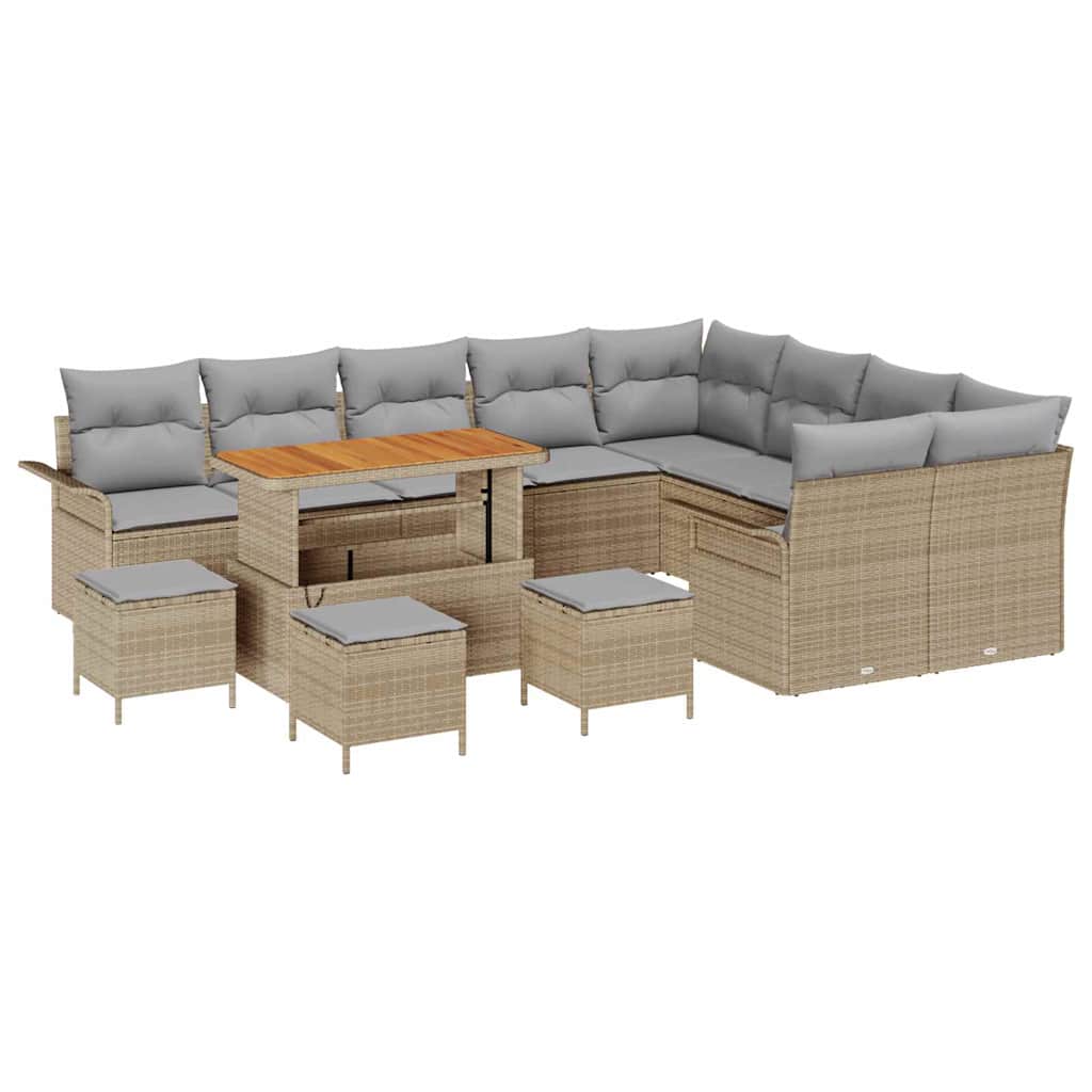 Set Divano da Giardino con cuscino 13 pcs Beige e Grigio Chiaro | homemem39