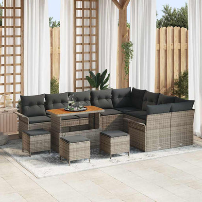 Set Divano da Giardino con cuscino con cuscino 13 pcs Grigio | homemem39