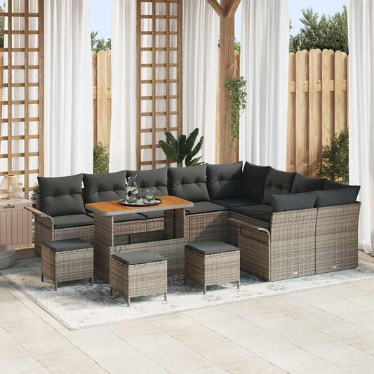 Set Divano da Giardino con cuscino con cuscino 13 pcs Grigio