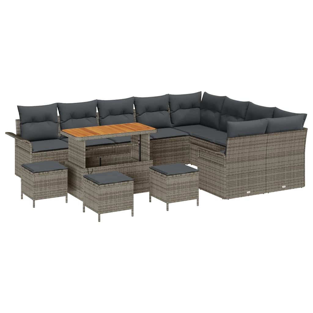 Set Divano da Giardino con cuscino con cuscino 13 pcs Grigio | homemem39