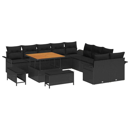 Set Divano da Giardino con cuscino 13 pcs Nero | homemem39