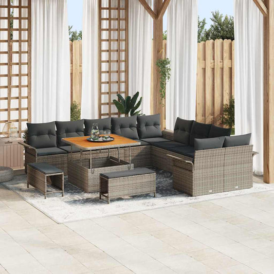 Set Divano da Giardino con cuscino 13 pcs Grigio