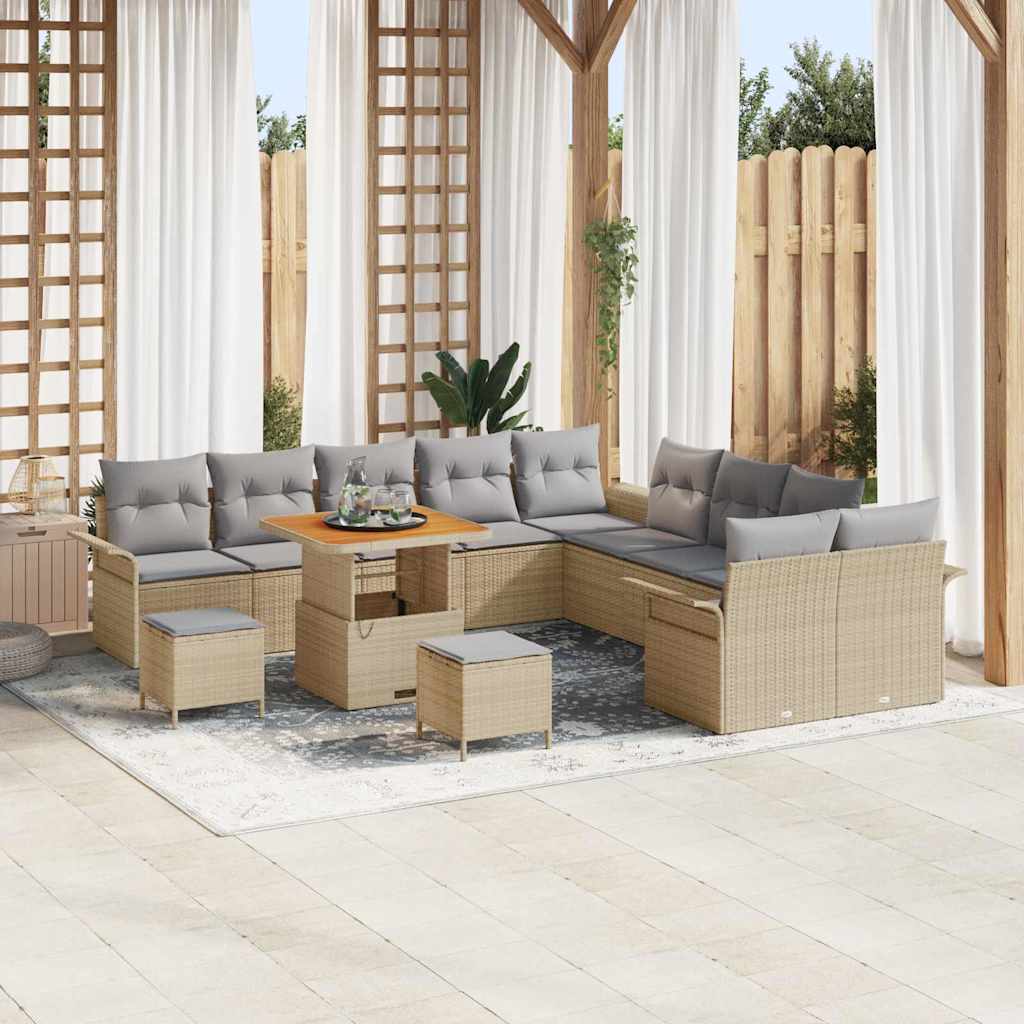 Set Divano da Giardino con cuscino 13 pcs Beige e Grigio Chiaro | homemem39