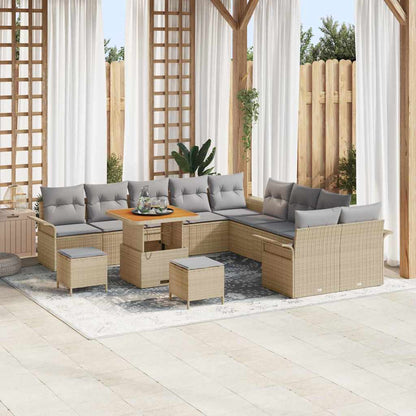 Set Divano da Giardino con cuscino 13 pcs Beige e Grigio Chiaro | homemem39