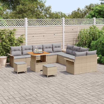 Set Divano da Giardino con cuscino 13 pcs Beige e Grigio Chiaro | homemem39