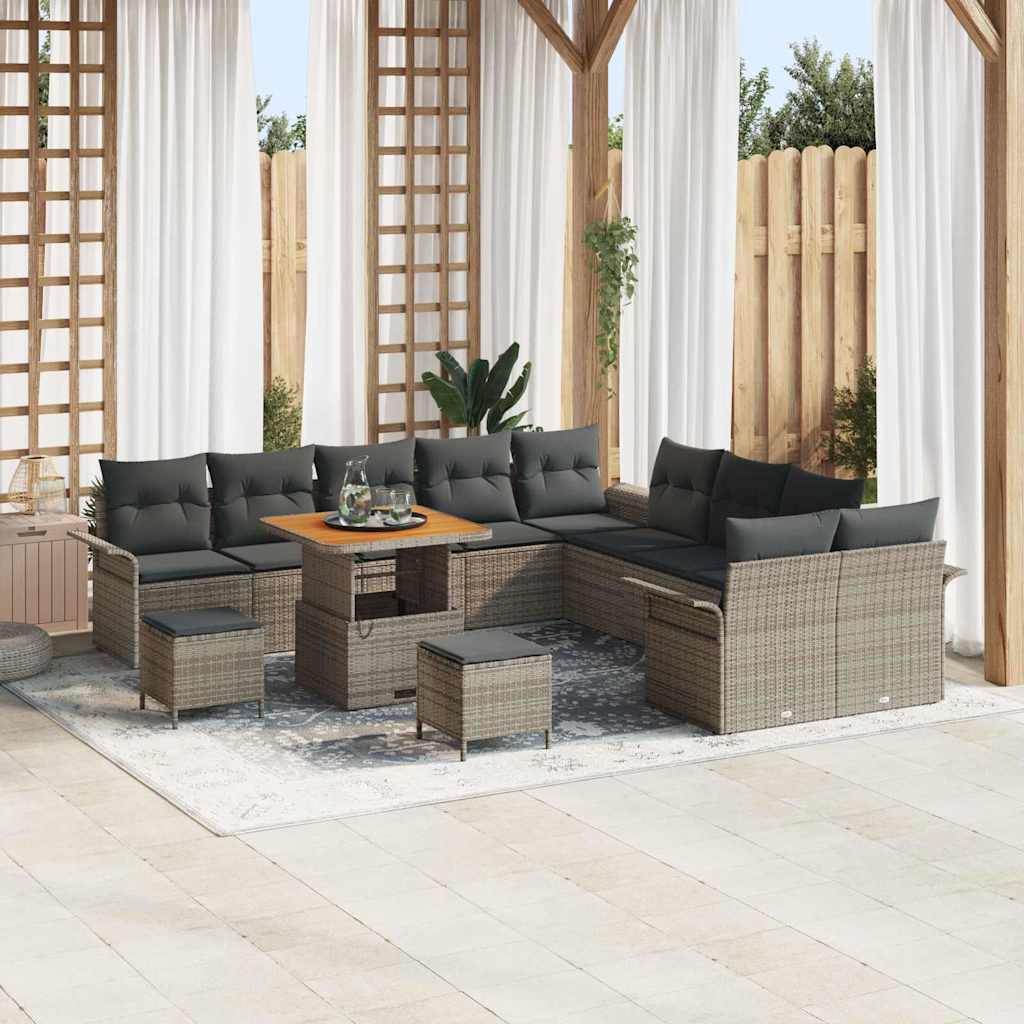 Set Divano da Giardino con cuscino 13 pcs Grigio | homemem39
