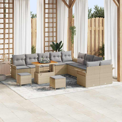 Set Divano da Giardino con cuscino 13 pcs Beige e Grigio Chiaro | homemem39
