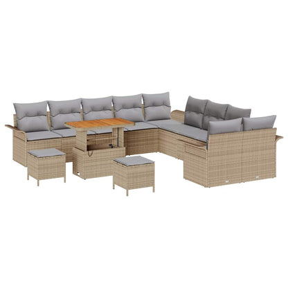 Set Divano da Giardino con cuscino 13 pcs Beige e Grigio Chiaro | homemem39