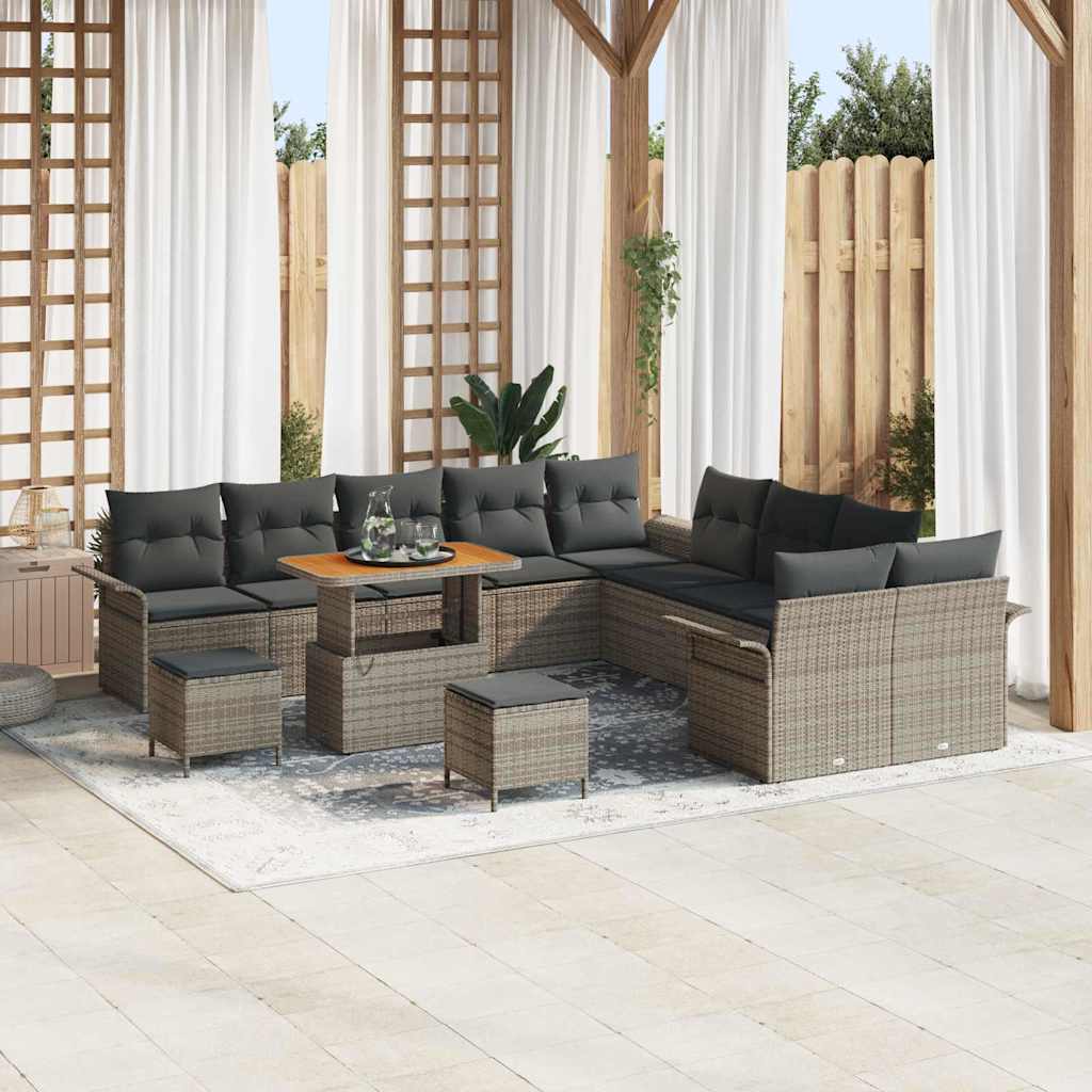 Set Divano da Giardino con cuscino 13 pcs Grigio | homemem39