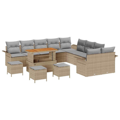 Set Divano da Giardino con cuscino 14 pcs Beige e Grigio Chiaro | homemem39