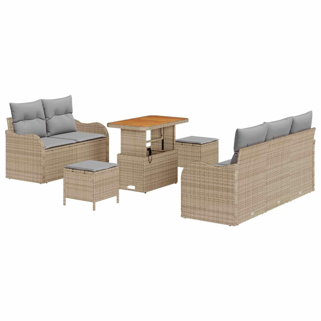 Set Divano da Giardino con cuscino 8 pcs Beige e Grigio Chiaro