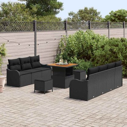 Set Divano da Giardino con cuscino 10 pcs Nero