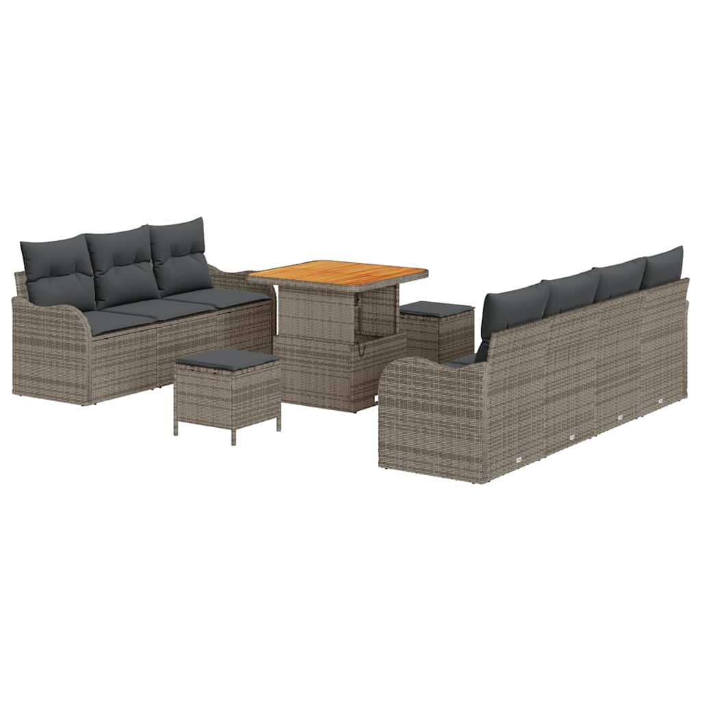 Set Divano da Giardino con cuscino 10 pcs Grigio