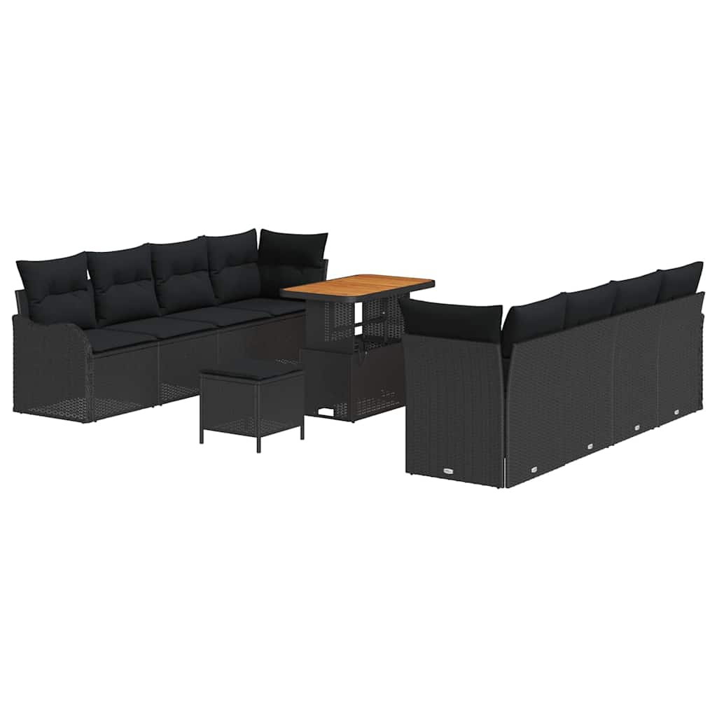 Set Divano da Giardino con cuscino 11 pcs Nero | homemem39