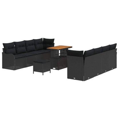 Set Divano da Giardino con cuscino 11 pcs Nero | homemem39
