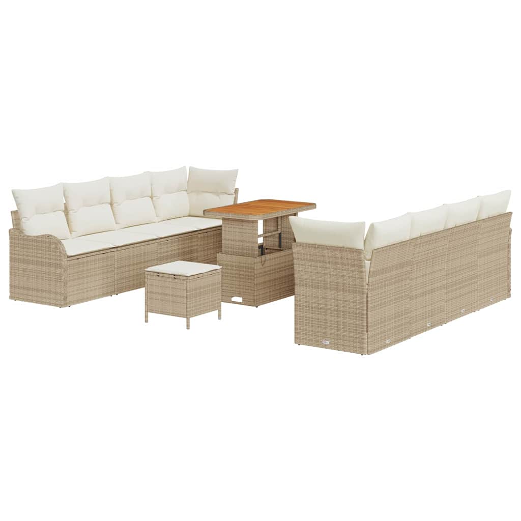 Set Divano da Giardino con cuscino 11 pcs Beige e Crema | homemem39