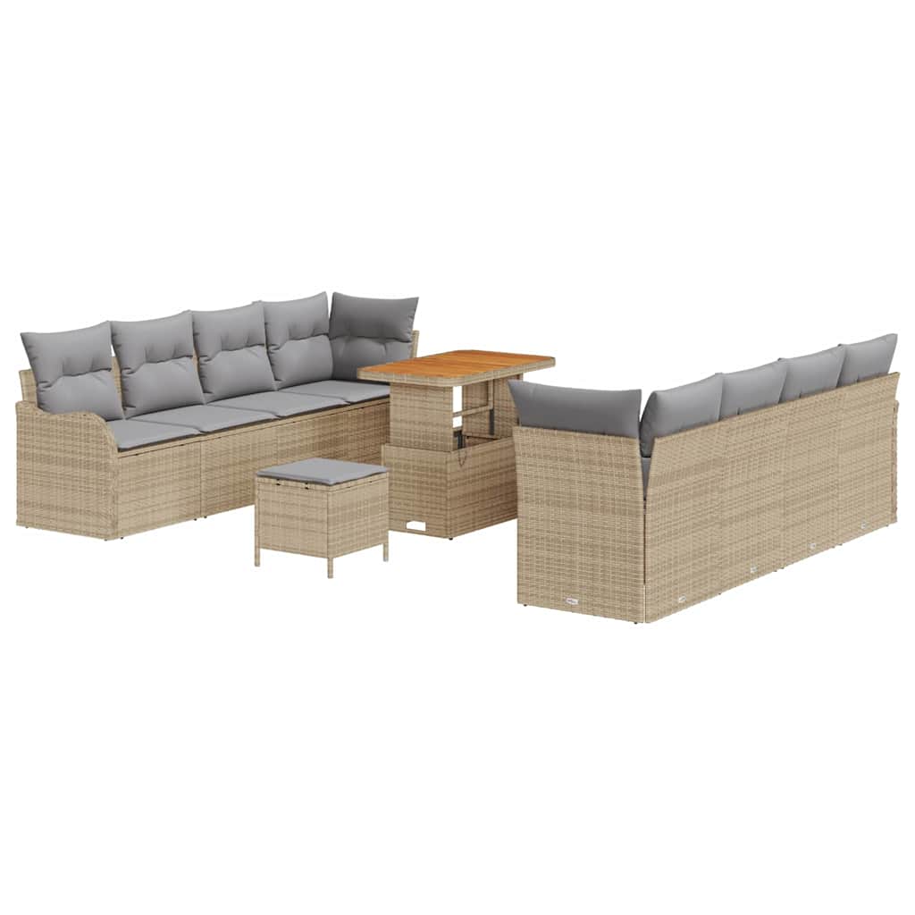 Set Divano da Giardino con cuscino 11 pcs Beige e Grigio Chiaro | homemem39