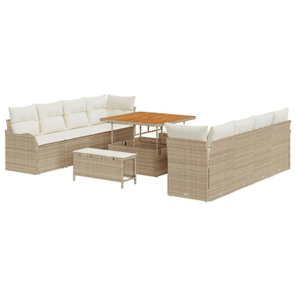Set Divano da Giardino con cuscino 11 pcs Beige e Crema