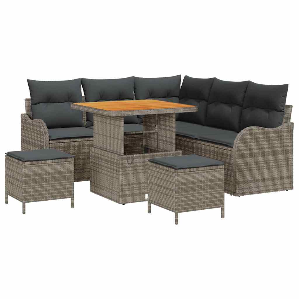 Set Divano da Giardino con cuscino con cuscino 8 pcs Grigio | homemem39