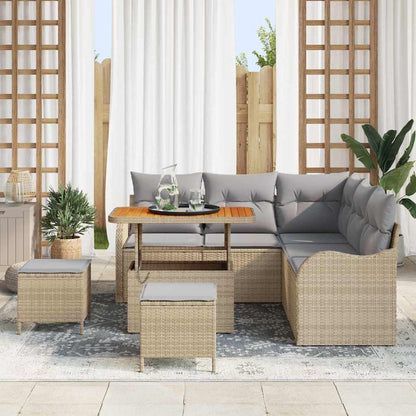 Set Divano da Giardino con cuscino 8 pcs Beige e Grigio Chiaro