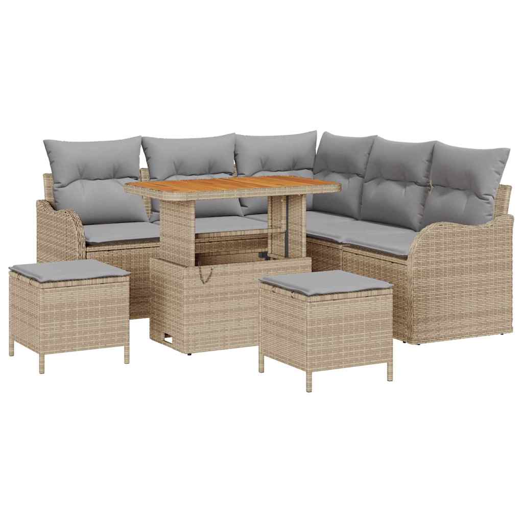 Set Divano da Giardino con cuscino 8 pcs Beige e Grigio Chiaro
