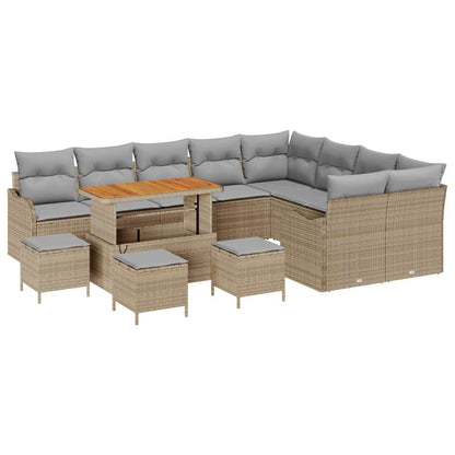 Set Divano da Giardino con cuscino 13 pcs Beige e Grigio Chiaro