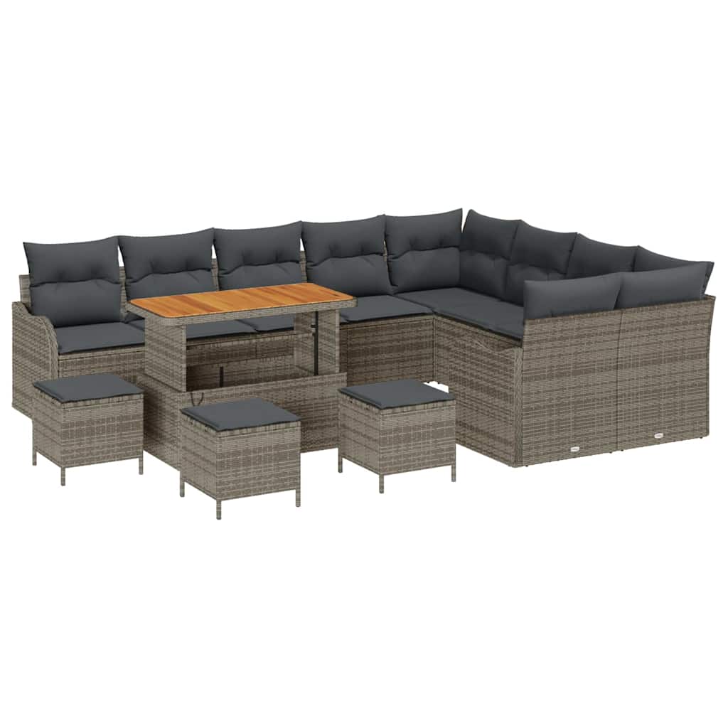 Set Divano da Giardino con cuscino 13 pcs Grigio