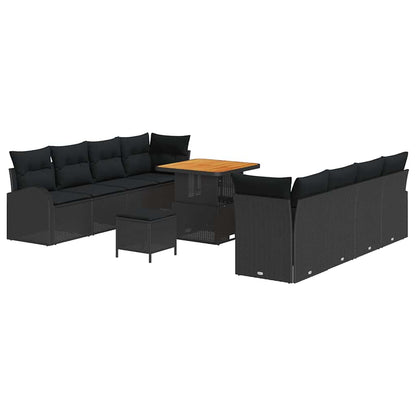 Set Divano da Giardino con cuscino 11 pcs Nero