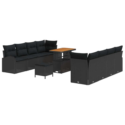 Set Divano da Giardino con cuscino 11 pcs Nero
