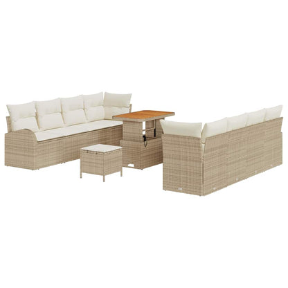 Set Divano da Giardino con cuscino 11 pcs Beige e Crema