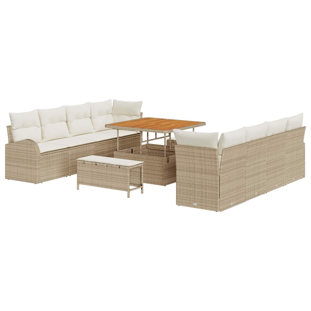 Set Divano da Giardino con cuscino 11 pcs Beige e Crema