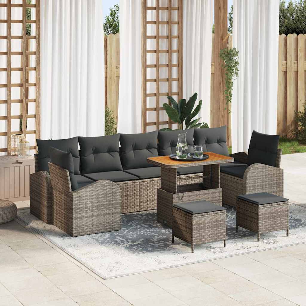 Set Divano da Giardino con cuscino con cuscino 10 pcs Grigio | homemem39