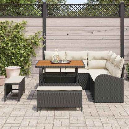 Set Divano da Giardino con cuscino 8 pcs Nero e Crema