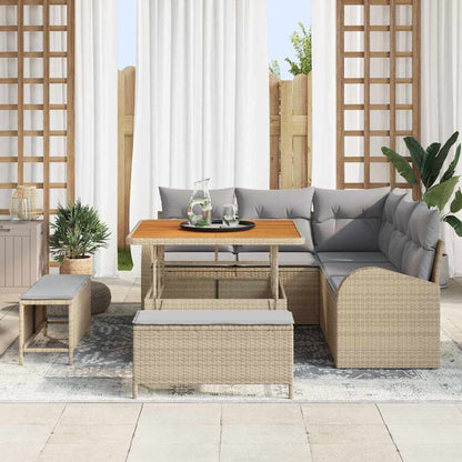 Set Divano da Giardino con cuscino 8 pcs Beige e Grigio Chiaro