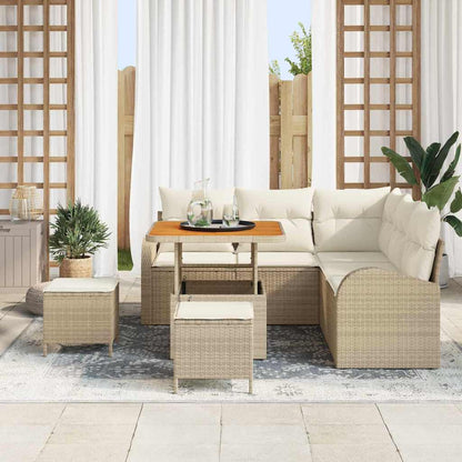 Set Divano da Giardino 8 pz 7-Numero di posti Beige e Crema | homemem39