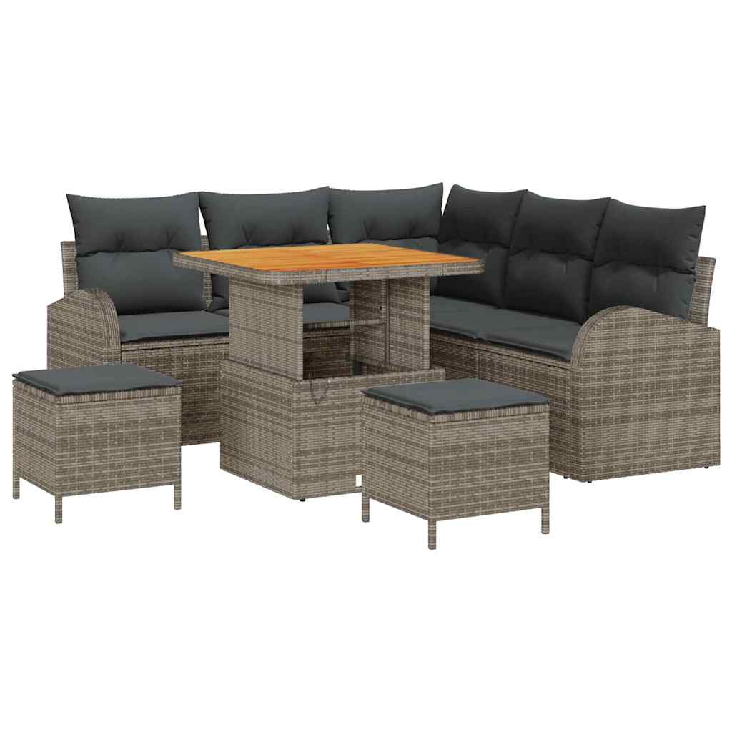 Set Divano da Giardino con cuscino 8 pcs Grigio