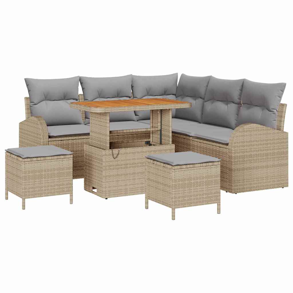 Set Divano da Giardino con cuscino 8 pcs Beige e Grigio Chiaro