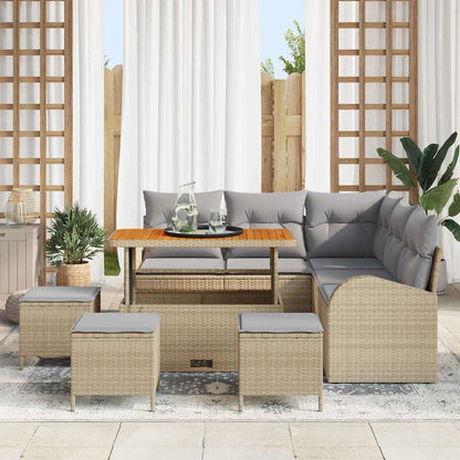 Set Divano da Giardino con cuscino 9 pcs Beige e Grigio Chiaro | homemem39