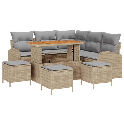 Set Divano da Giardino con cuscino 9 pcs Beige e Grigio Chiaro | homemem39