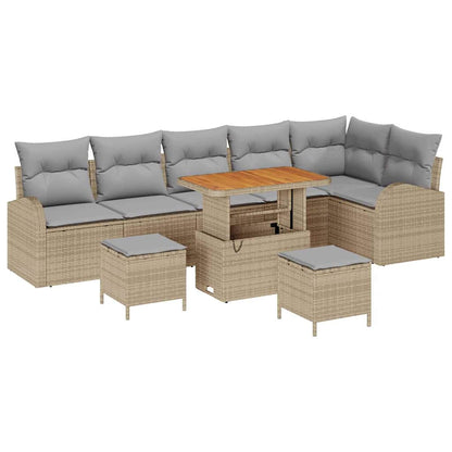 Set Divano da Giardino con cuscino 9 pcs Beige e Grigio Chiaro