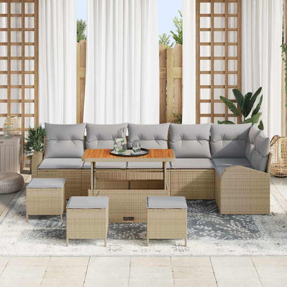 Set Divano da Giardino con cuscino 10 pcs Beige e Grigio Chiaro | homemem39