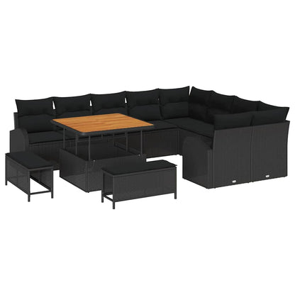 Set Divano da Giardino con cuscino 12 pcs Nero